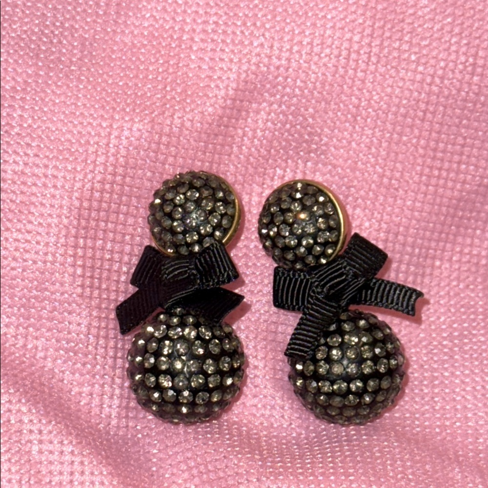 Black Jeweled Bow Lantern Earrings